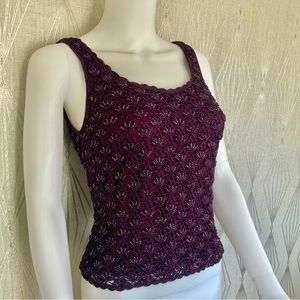 Carmen Marc Valvo Collection Crochet & Beaded Dressy Tank
